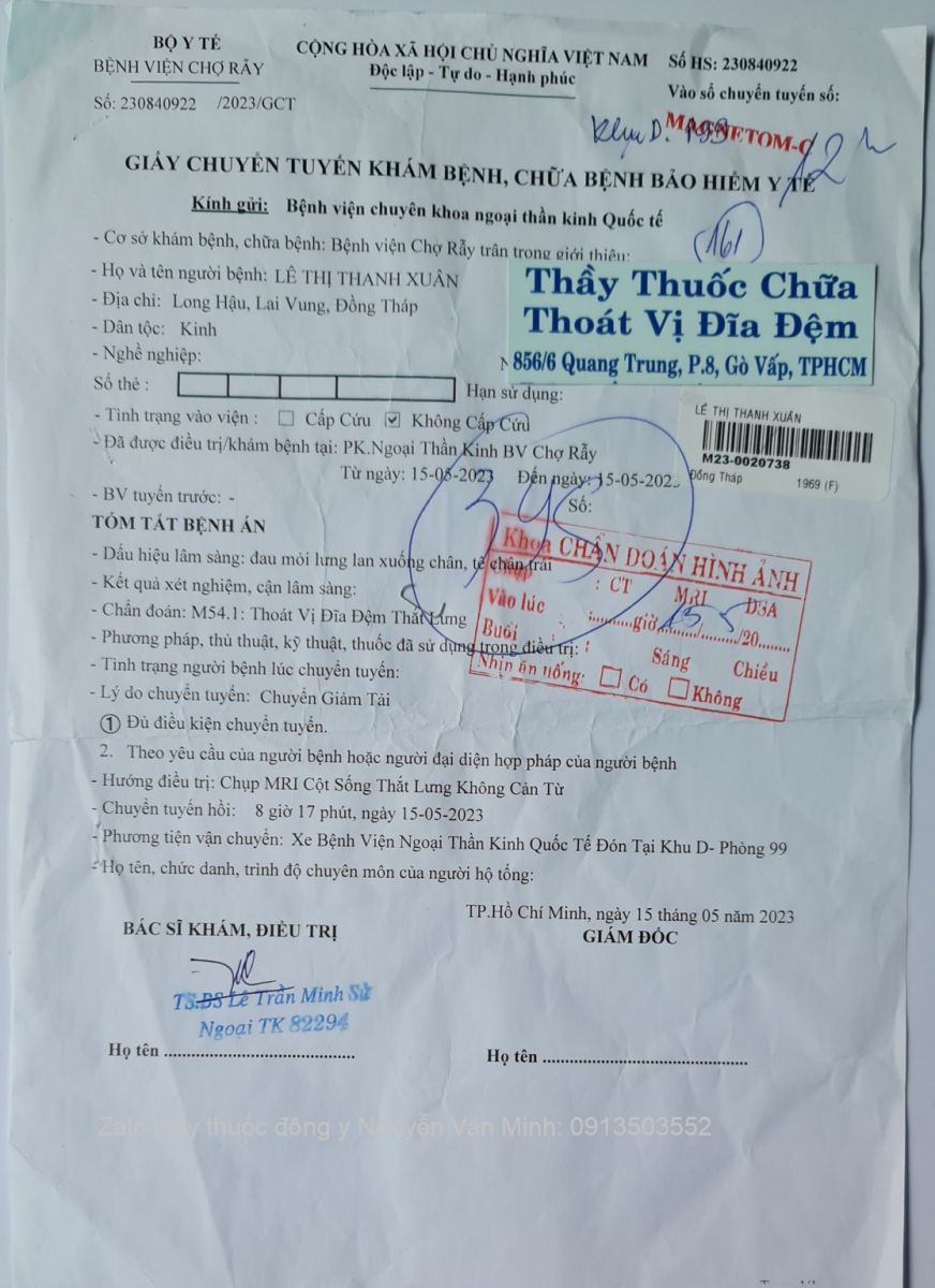 Giấy chuyển tuyến khám bệnh, chữa bệnh bảo hiểm y tế.